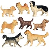 Newmemo Dog Figurines Playset Dog Cake Cupcake Topper Dog Figures Toy Set Realistic Puppy Figure Min