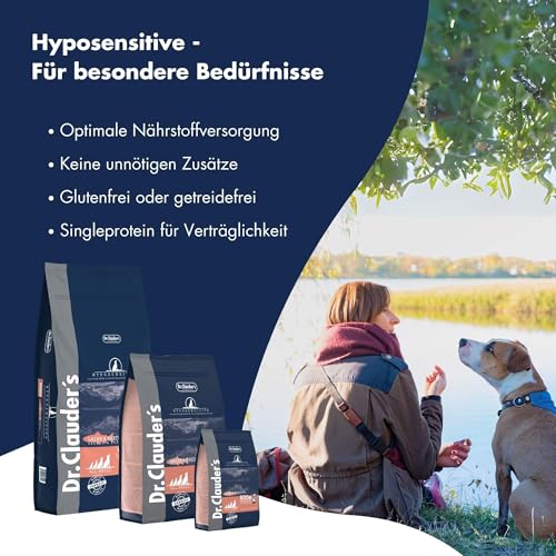 DR.CLAUDER'S - Hyposensitive | Trockenfutter mit Singleprotein für Sensible, ausgewachsene Hunde. Getreide- und glutenfreies Alleinfuttermittel im Beutel | 350g Lachs&Kartoffel