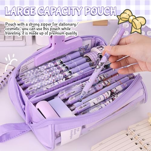 Image of Zibuyu Cylindrical Pencil Case, Oxford PVC Toiletry Pouch, Waterproof Zippe