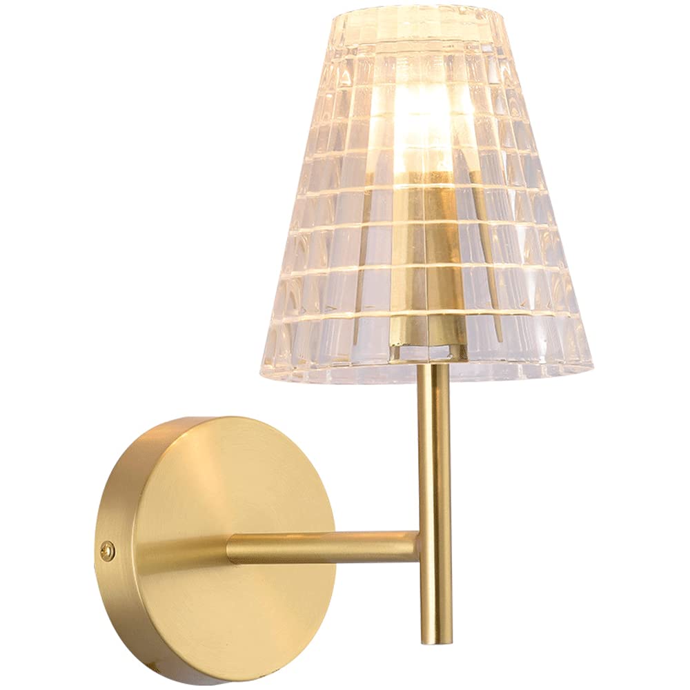 FYZDLAOR Crystal Glass Wall Sconce,Brass Wall Sconces Lighting for Hotel,Bedside,Restaurant,Living Room Bathroom Bedroom and Hallway Wall Sconce Lighting(E14)