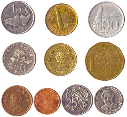 10 verschiedene Münzen von Island Nations | Old Collectible Islander Cash Lot | Perfekte Wahl für Ihre Münzbank, Halter und Sammelalbum