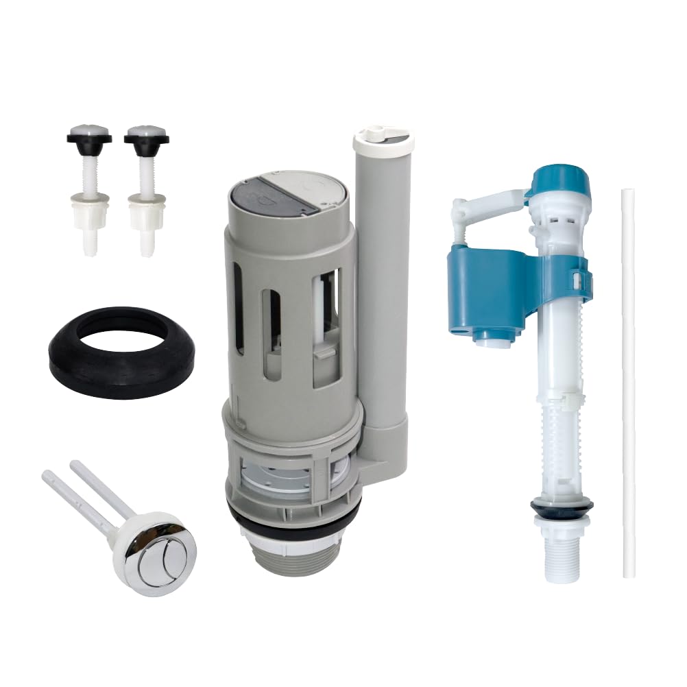 Kit de reparación de válvula de descarga doble de 2 pulgadas para inodoros de 2 piezas, incluye válvula de descarga de 8 pulgadas de altura, botón roscado de 1.4 pulgadas, válvula de