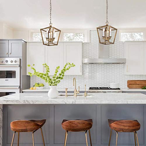 Decomust Openwork Lantern Pendant Stairway Entry Kitchen Hall Foyer Fixture Chandelier (Gold) #TOP1