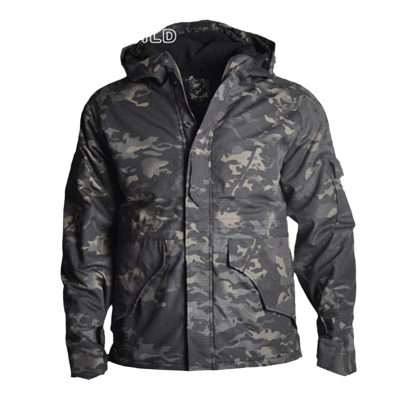 Veste de randonnée homme imperméable dark camo XL parka militaire tactique chaude