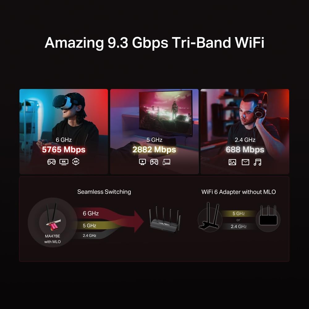 MERCUSYS MA47BE | Tarjeta WiFi para PC, Wi-Fi 7 PCIe, Bluetooth 5.4