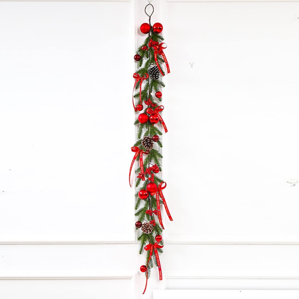 Guirnalda Navidad Guirnalda Navideña Artificial De Bayas Rojas con Piñas For La Puerta Chimenea Adornos Navideños para Chimeneas