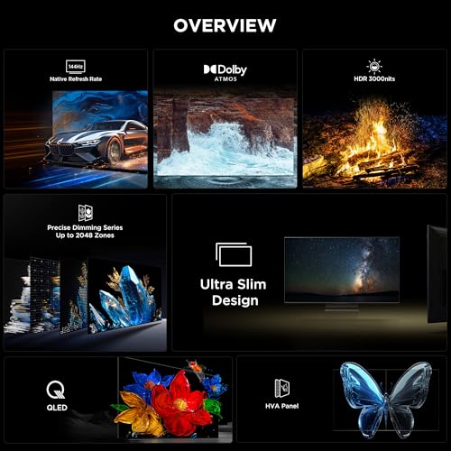 TCL 75C7K Television 75 Inch Smart TV 4K QD-Mini LED Colorful Quantum Crystal HDR 3000nits Gaming Google TV, 144Hz Native Refresh Rate, Audio by Bang & Olufsen, Dolby Atmos, Game Master (2025 Model)