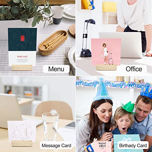 Uootach 12 Stück Kartenhalter Holz, 7cm Rechteck Menükartenhalter aus Buchenholz, Positionskartenhalter, Namensschild-Fotohalter, Fotoclip, Positionshalter aus Holz, für Hochzeiten, Restaurants