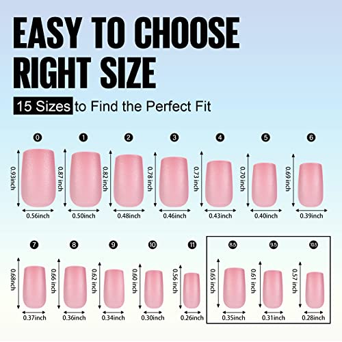 Tomicca Short Almond Nail Tips, Soft Gel Acrylic Press On Nails With 3 In 1 X Coat Nails, Color Nail Tips Full Cover And Preformed Full Base Coat For Beginners - 180Pcs Light Pink #TOP7