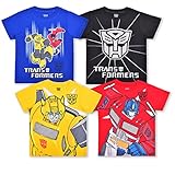 Transformers Bumblebee and Optimus Prime Boys’ 4 Pack T-Shirts for Little Kids -...