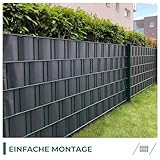 Sichtschutzstreifen Zaun 35 m x 19 cm inkl.20 Clips, Sichtschutz Zaunfolie PVC Sichtschutzstreifen Doppelstabmatten für Gartenzaun, Balkon/Diverse Farben
