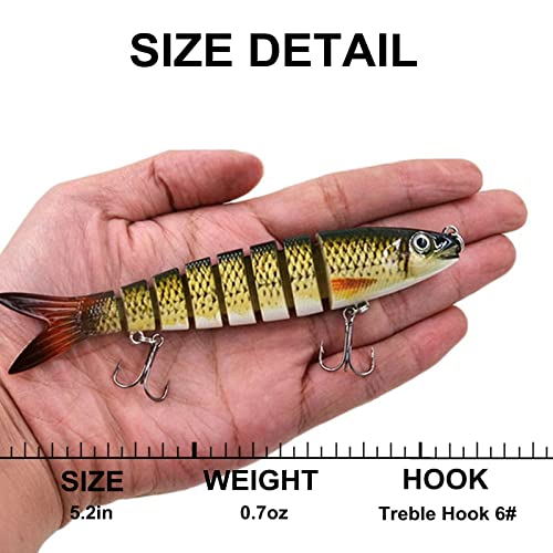 Uyxmtpy Swim Baits For Bass Fishing Bass Lures Fishing Lures Swimbait Hard Topwater Fishing Lure Lifelike Bass Baits (8-Jointed Swimbait Carp) #TOP1