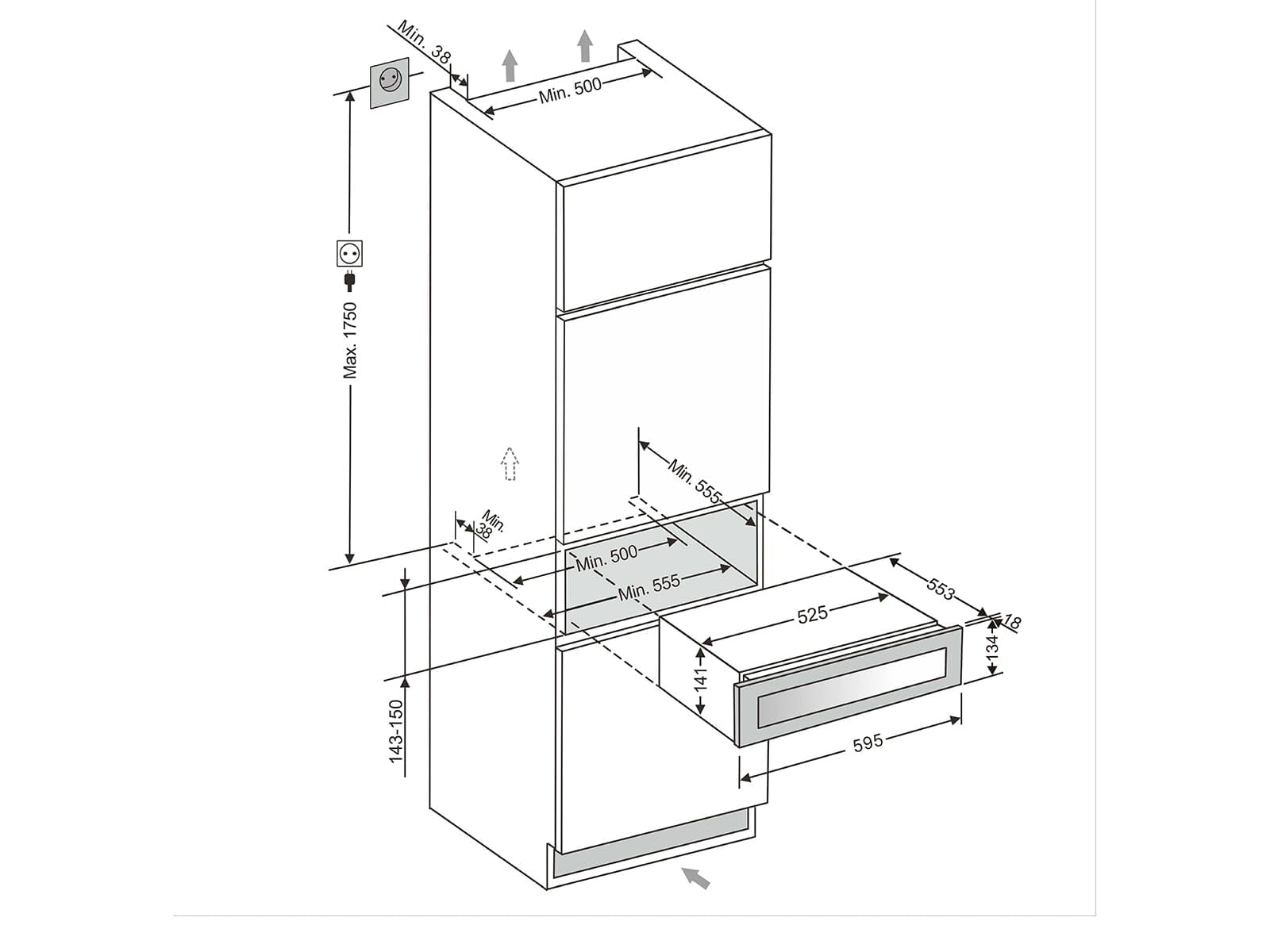HÄFELE Assedo RIW34Sd14da Einbau-Weinkühlschublade