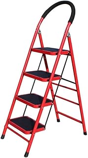 Outdoor Home Dual-Purpose Step Stool,Indoor Mobile Folding Ladder Thickened Widened Pedal Ladder Single-Sided Ladder Step Ladder,Red (Red)