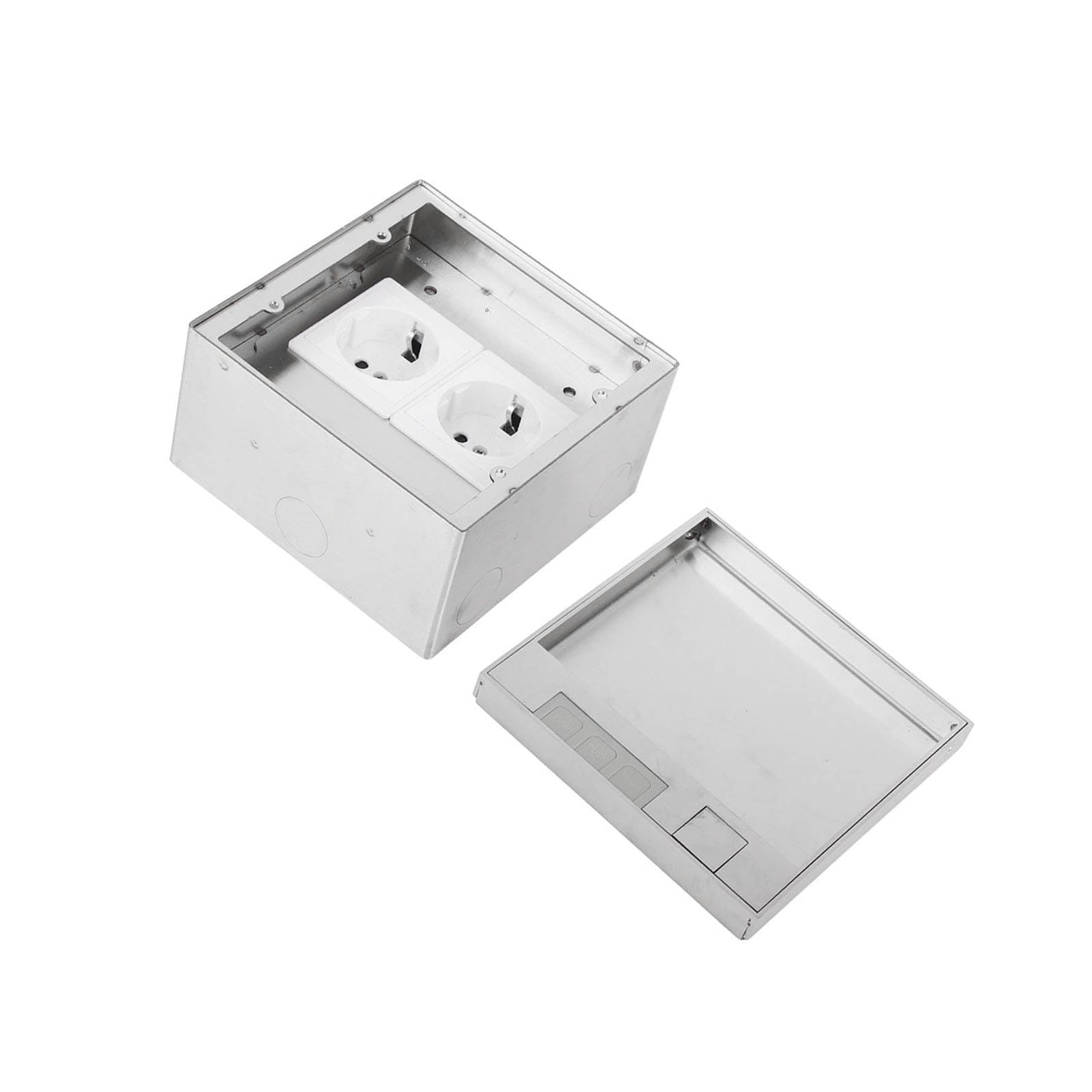 Scatola di Derivazione da Incasso a Pavimento con 2 Prese Presa Impermeabile in Acciaio Inossidabile Resistente per Ufficio, Casa, Scuola 16A 4000W