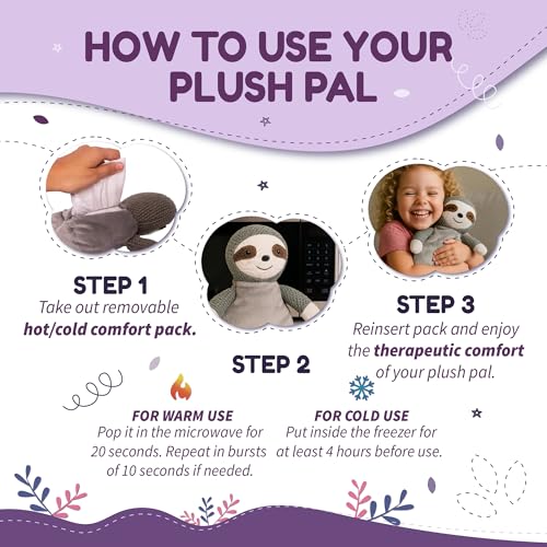 WILD BABY Microwavable & Weighted Plush Toy - Sloth Stuffed Animal for Comfort & Warmth - Soft, Heatable Plushie for Snuggles - Great for Kids, Toddlers & All Ages