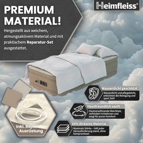 Image of Heimfleiss Khushi Liquid Twin Air Mattress Built in Pump,Newly Cordless Removable Lithium Battery Pump,Self Inflatable,Camping Mattress,Portable Blow Up Mattress for Camping,Guests and Home