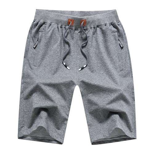 FoxQ Mens Casual Drawstring Shorts with Zipper Pockets Elastic Waist Dark Grey,XL