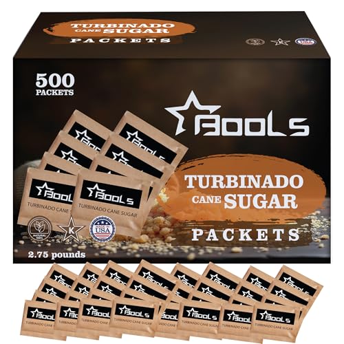 Raw Sugar Packets 500 Count, &ndash; Individually Wrapped Turbin