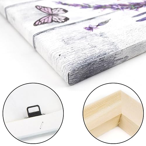Lb Lavender Flower Wall Art Purple Butterfly With Floral On Plank Canvas Wall Art For Bedroom Funny Inspirational Painting Wood Framed Prints Wall Decor For Living Room Bathroom,12X16 Inches thumb #4