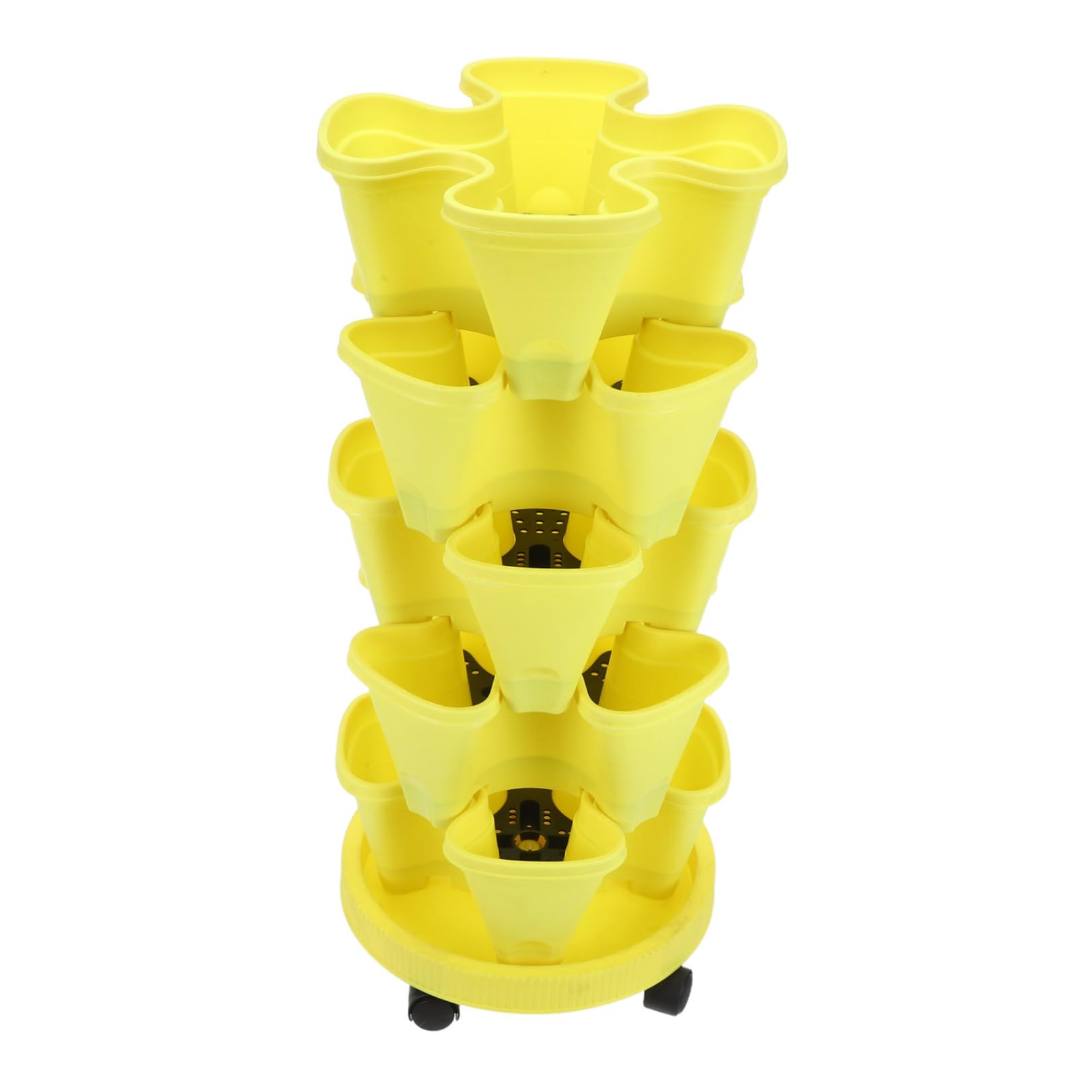 Jardinière à Fraises Tour de Jardinière Verticale à Fraises en Abs Multi-Couche Empilable Jaune pour Herbes Intérieur Cuisine