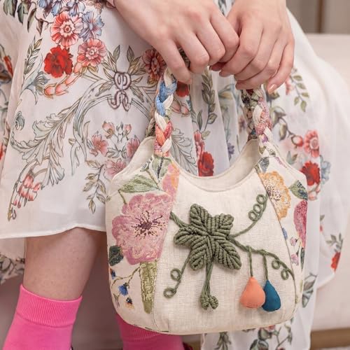Bolso casual vintage bordado para mujer miniatura 6