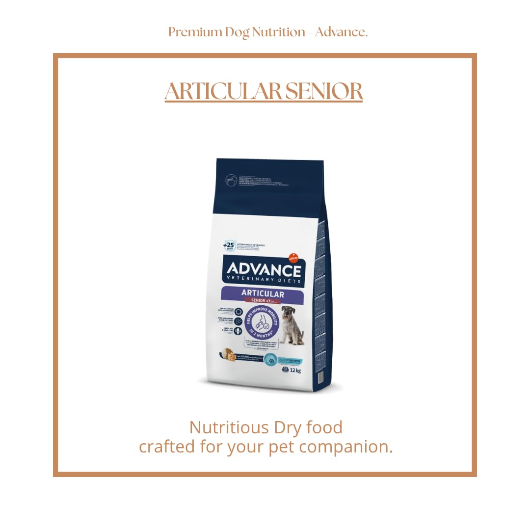 ADVANCE Cane ARTICULAR SENIOR 12kg gusto Pollo | alimento secco completo per cani anziani, per il supporto delle articolazioni, 1 confezione da 12kg.