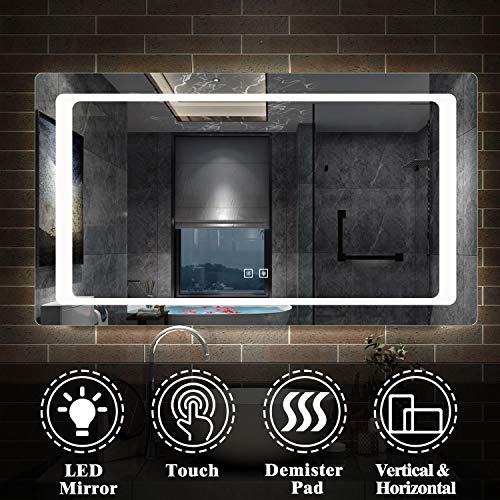 Xinyang 1200x700 Bathroom Mirrors with LED Lights,Demister Pad,Dual Touch Sensor Switch,Wall Mounted,IP44