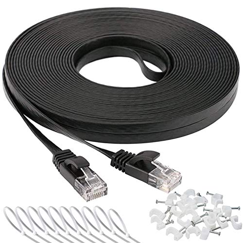 DAYEDZ Cat 6 Ethernet Cable 50 ft, Flat with Clips