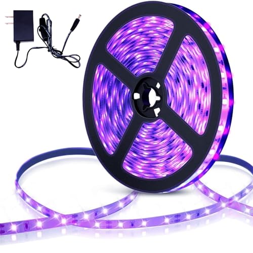 Image of roperry 50ft LED Black Light Strip Kit, 900 Units Lamp Beads, Non-Waterproof Blacklights for Glow Party, Indoor Birthday, Body Paint,Halloween (Indoor)