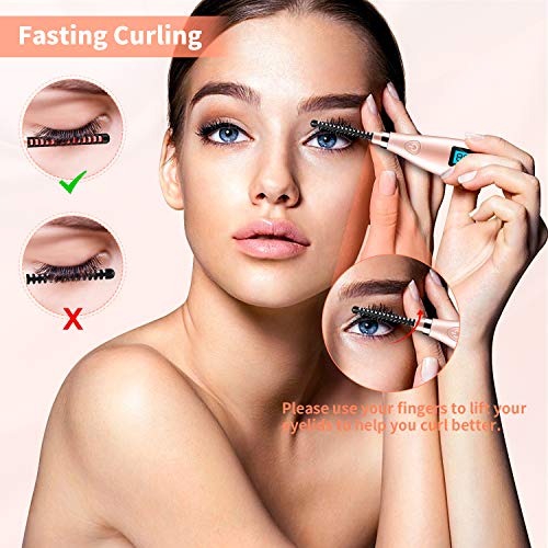 Heated Eyelash Curler, Electric Eyelash Curler with LCD Display 3 Temperature Gears, USB Rechargeable Lash Curler for Women Natural Curling and Long-Lasting - Thumbnail 3
