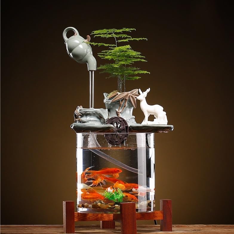 Tabletop Fountains Tabletop Fountain Hanging Pot Flowing Water Fish Tank Ornaments Home Living Room Desktop Decorations Water Circulation Fountain Table Top Fountains Indoor