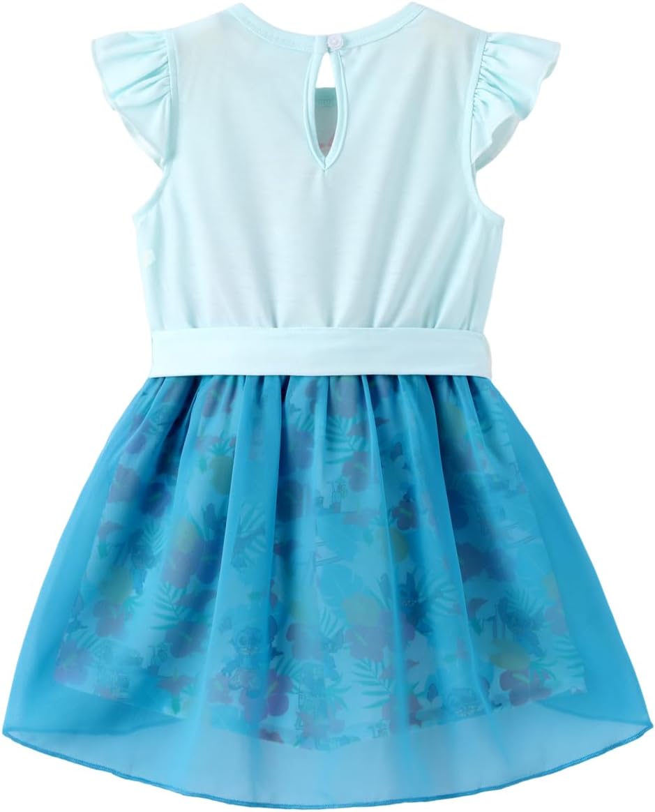 Disney Princess Frozen Elsa Minnie Mouse Stitch Toddler Girl Romper With Skirt Overlay Summer Jumpsuit with Bow 2-6 Years - Image 4