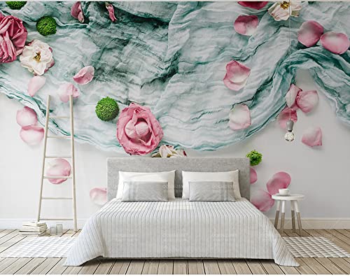 LEGVSHSR Papel Tapiz Mural, Pintura de Pared, Tela Textil 3D, Papel Tapiz de Flores Rosas para Sala de Estar, sofá, TV, Fondo, Mural de Pared, decoración del hogar -200x140cm