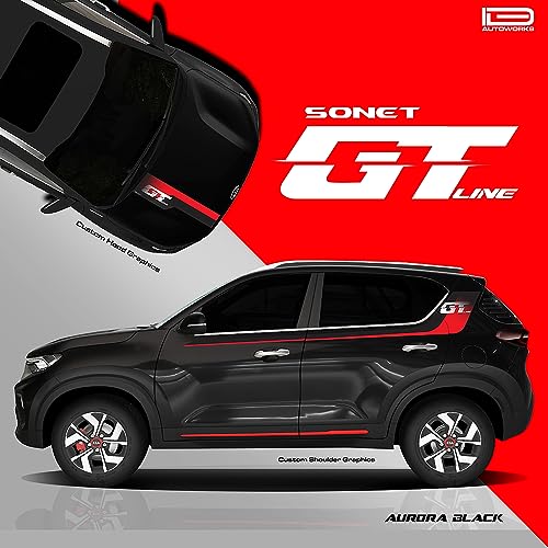 Image of GT Edition Car Graphics for Kia Sonet | Colour - Aurora Pearl Black | Size - 30.5 x 7 cm