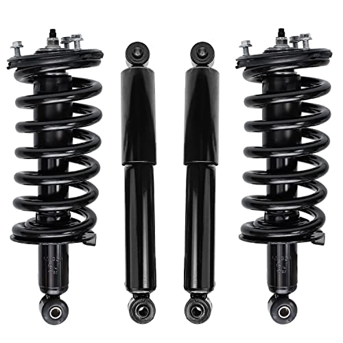 Image of Detroit Axle - 4WD Front Struts Rear Shocks for 2005-2015 Nissan Armada Complete 2 Front Struts with Coil Spring 2 Rear Shock Absorbers Replacement