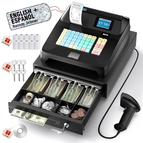 Image of PYY Cash Register for Small Businesses Caja Registradora with Wired Scanner