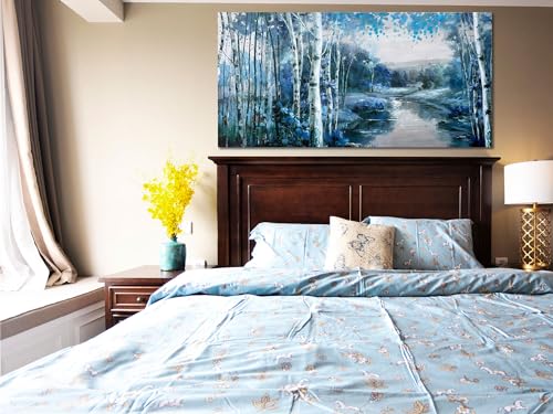 image for Arjun Birch Tree Wall Art Canvas Blue Landscape Nature Forest Painting
