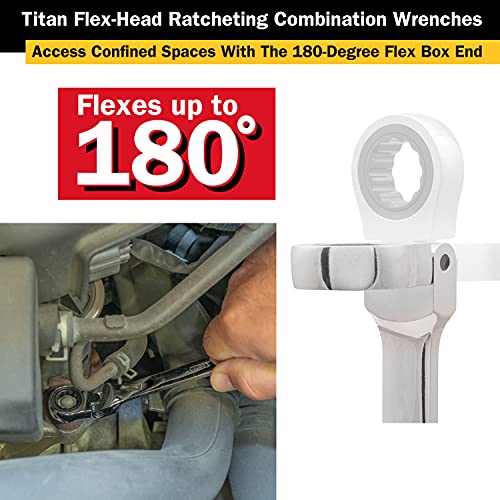 Titan 12904 7/16-Inch 12-Point 72-Tooth Flex-Head Ratcheting Combination Wrench #TOP5