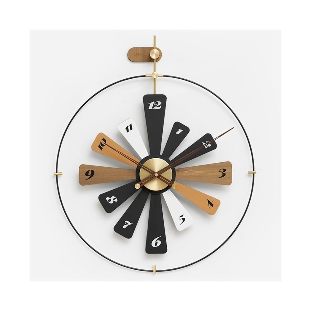 Aioneer Wall Clock Big Wall Clock 60Cm Round Silent Non-Ticking Hanging Creative Decoration Of Light Luxury Living Room-Black