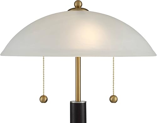 Miniatura 3 de 360 Lighting Orbital - Lámpara de escritorio moderna de mediados de siglo de 19 1/2 pulgadas de alto, madera marrón, metal dorado, pantalla de
