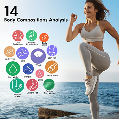 1 By One Scale For Body Weight, Smart Body Fat Scale, Digital Bathroom Weighing Scale With Water Percentage Muscle Mass Bluetooth Bmi, 14 Body Composition Analyzer, 400 Lb #TOP3