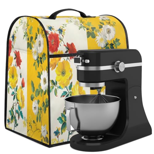 Coffee Maker Cover Floral Pattern Kitchen Appliance Covers Small Appliance Covers Blender Cover Juicer Cover Dust Covers for Kitchen Appliances with Top Handle and Pockets,Washable,B530