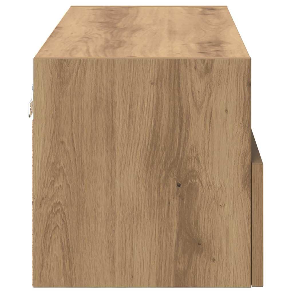 Regały ścienne pod telewizor, zestaw 2 sztuk, dąb Artisan, 80 x 30 x 30 cm, materiał drewnopochodny, pływający regał na media do salonu, sypialni