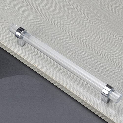 CONPHERON 2 Pcs Silver Cabinet Handles Crystal Acrylic Pulls Knobs 96mm, 128mm, 160mm, 192mm, 160mm (2 Pcs) - Image 2