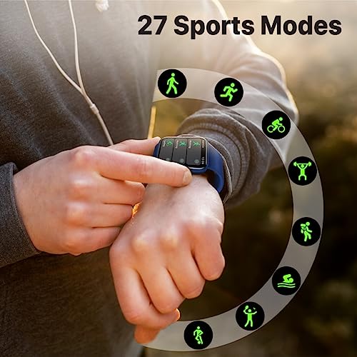Image of Promate Xwatch-B18 Fitness Smart Watch, 1.8 inch Display Bluetooth Calling, IP67 Water Resistant, Voice Assistant, 15 Days Battery Life, 27 Sports Modes, Real-time HR Monitor, 100+ Watch Faces (Blue)