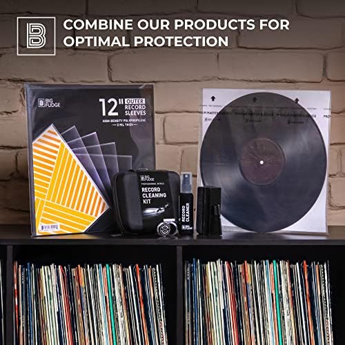 BIG FUDGE Vinyl Record Cleaning Kit - Includes Soft No-Scratch Velvet Vinyl Cleaner Brush, Cleaning Fluid & Stylus Cleaning Gel - w/Padded Storage Case