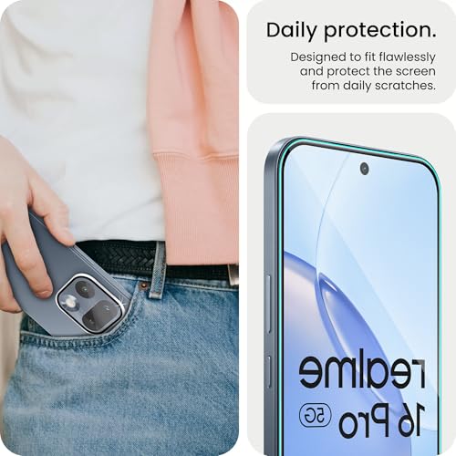 Image of ArmourPro Edge to Edge Tempered Glass for Realme 16 Pro with Silver Camera Ring Guard, 9H Screen Protector, Anti-Scratch, Anti-Fingerprint, Bubble-Free Installation Kit