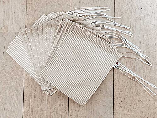 Glückspilz Adventskalender zum selber Befüllen, große Beutel, wiederverwendbarer Weihnachtskalender aus Stoff, XL Beige
