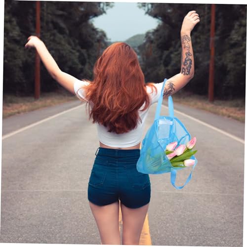 BESPORTBLE Large Capacity Mesh Beach Tote for Women Versatile Outdoor Storage Bag for Travel Organized Beach Essentials for Wet and Dry Items Lightweight Design Sky3